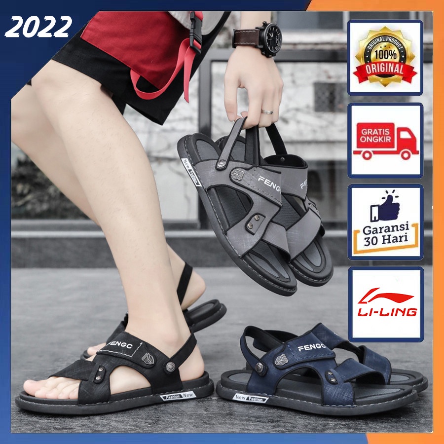 NEW Sendal Pria✨Sandal Kulit✨Pijat Sole✨Tahan Air Non-Slip✨Sol Karet✨Sol Super Lembut✨Sandal Pria Casual✨Sendal Keret Pria✨Sendal Cowok✨Sendal Pria Kekini