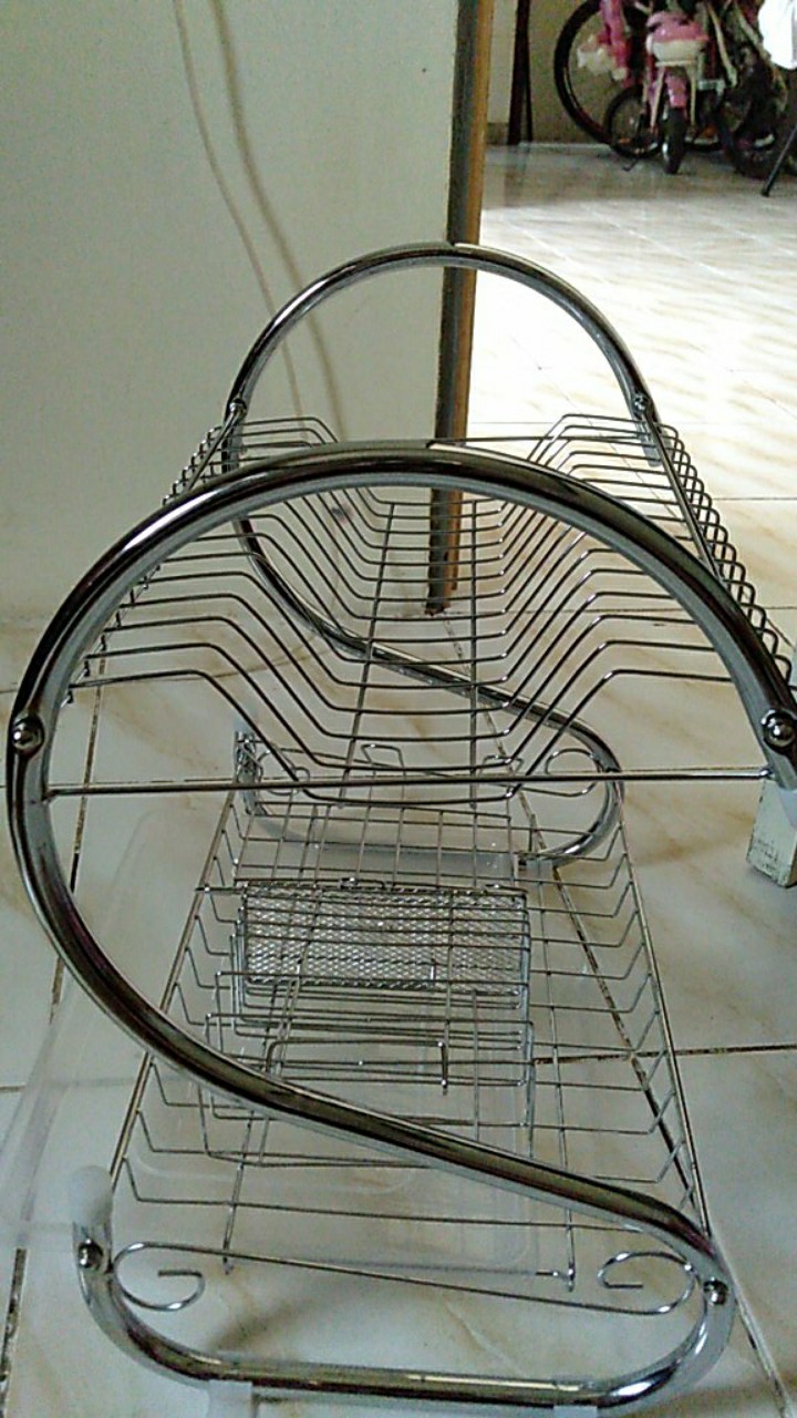 Aigootan - Rak Piring 2 Tingkat Stainless Steel - Rak Peralatan Dapur Import Murah Anti Karat