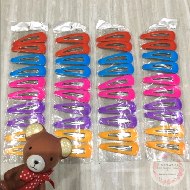 Jepit tik  tok  tip top warna  polos 10pc grosir lusinan 