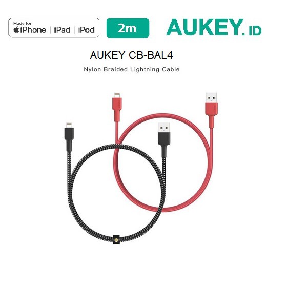 AUKEY CB-BAL4 - USB-A to Lightning Cable - Braided Nylon 2M