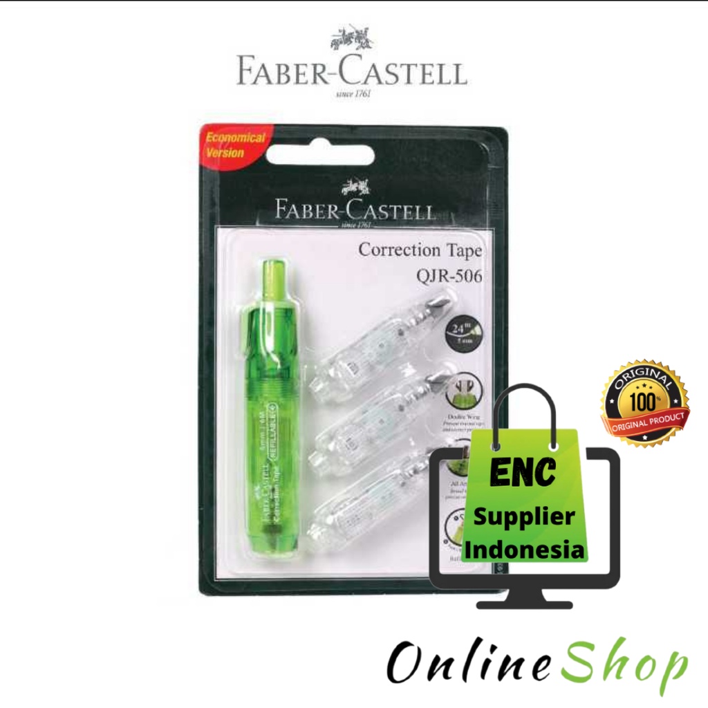 

fabercastell 1 set tipx kertas faber castell 1alat 3refill correction tape qjr 506 per set - enc.sup