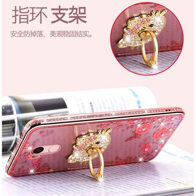 Softcase FLOWER SWAROVSKY+ Ring SwarovskyFor HP Samsung M30 J5pro Oppo F3+ F11 A39 A57 Xiaomi Pocophone F1 Redmi 5 Vivo V11 Pro V15 Pro Iphone 5G