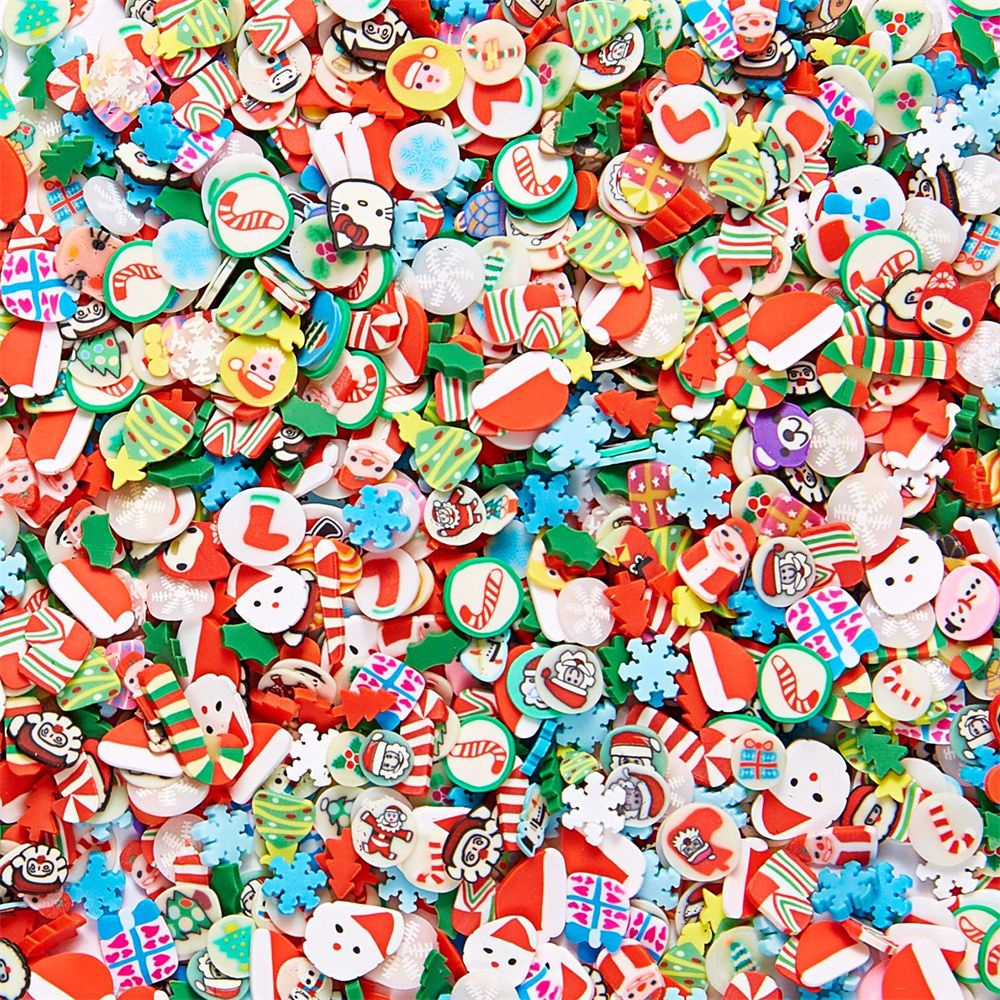 REBUY Mixed Soft Clay Slices Gingerbread Man DIY Nail Art Decorations Nail Sequins 12 Grids Resin Snowflake Snowman Manicure Tools Merry Christmas Thin Nail Flakes