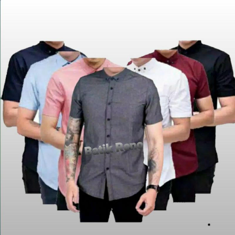 Terhitz kemeja panjang pria cowok gatlemen cowok biru navy dongker polos formal kantor