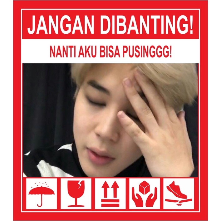 STIKER FRAGILE KPOP LUCU KOREA STIKER JANGAN DIBANTING-A