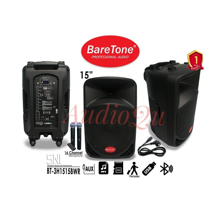 SPEAKER PORTABLE WIRELESS BARETONE BT-3H1515BWR/ BT3H1515BWR