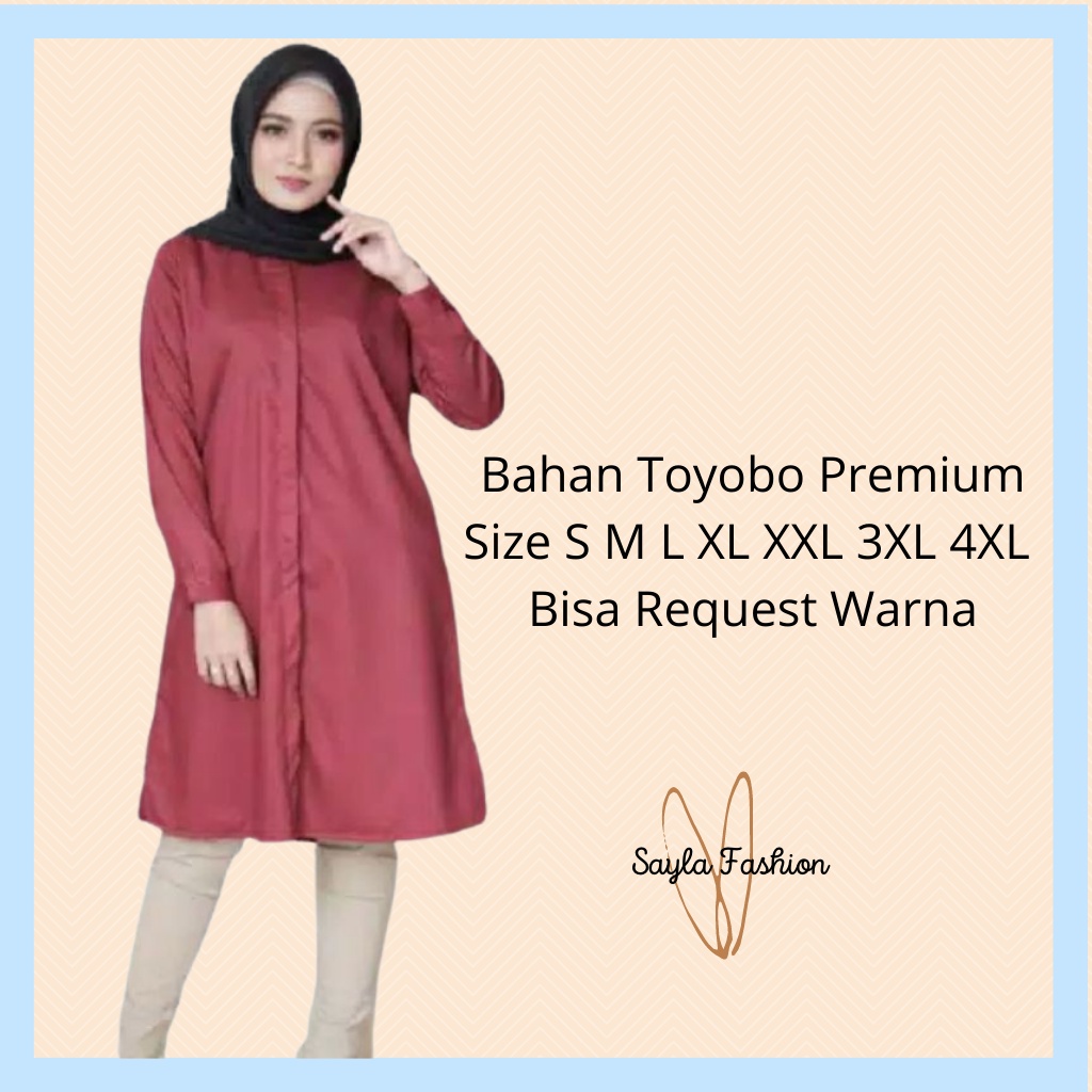 Tunik Katun Toyobo Panjang Kerah Kemeja