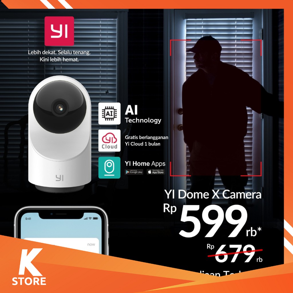 XIAOMI Yi Dome X + MEMORY CARD 32GB/64GB - Full HD 1080p 2MP - CCTV XIAOMI YI DOME X International