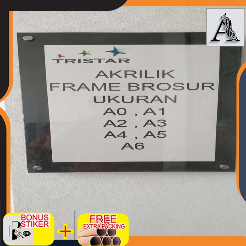 Promo Akrilik Frame Poster dinding A5 2mm+2mm (background HITAM + clear)