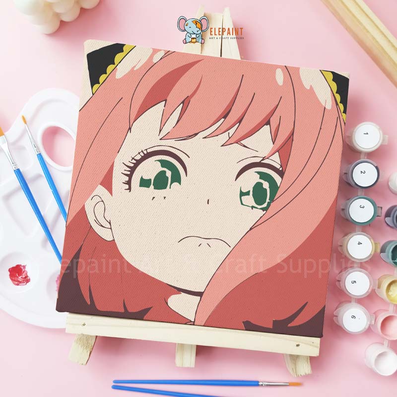 

Paint By Number 20x20cm Anime Anya Sad2 DIY Painting Kit Spy x Family Mewarnai Lukisan with Wooden Frame Numbers