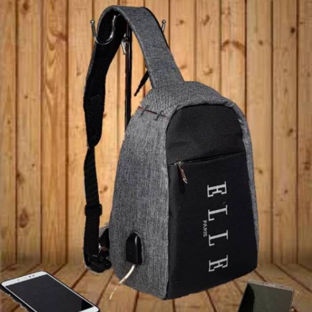 HOT Tas Selempang Punggung Dada Oxford Anti Maling Port Kabel USB Charging untuk Pria Wanita Travel