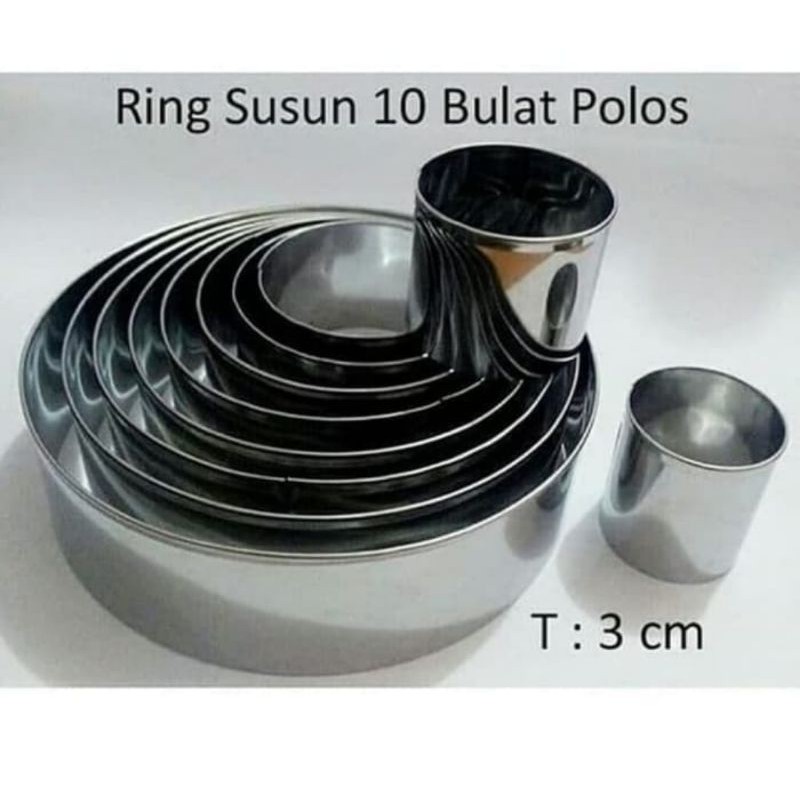 10pcs ring cutter bulat set isi 10 ukuran / cookie cutter / cetakan kue roti bulat burger isi 10 ukuran / cetakan kue ring cutter cake ukuran 3-12cm