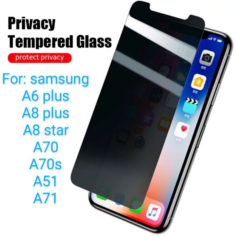 Samsung A6 A8 plus A8 star A70 A70s A51 A71 Antigores Tempered Glass Spy TG Screen Guard protector