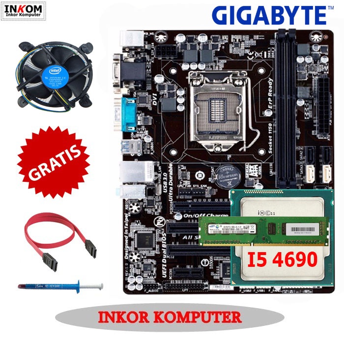 Paket Motherboard LGA 1150 H81 Gigabyte + PROCESSOR INTEL CORE i5