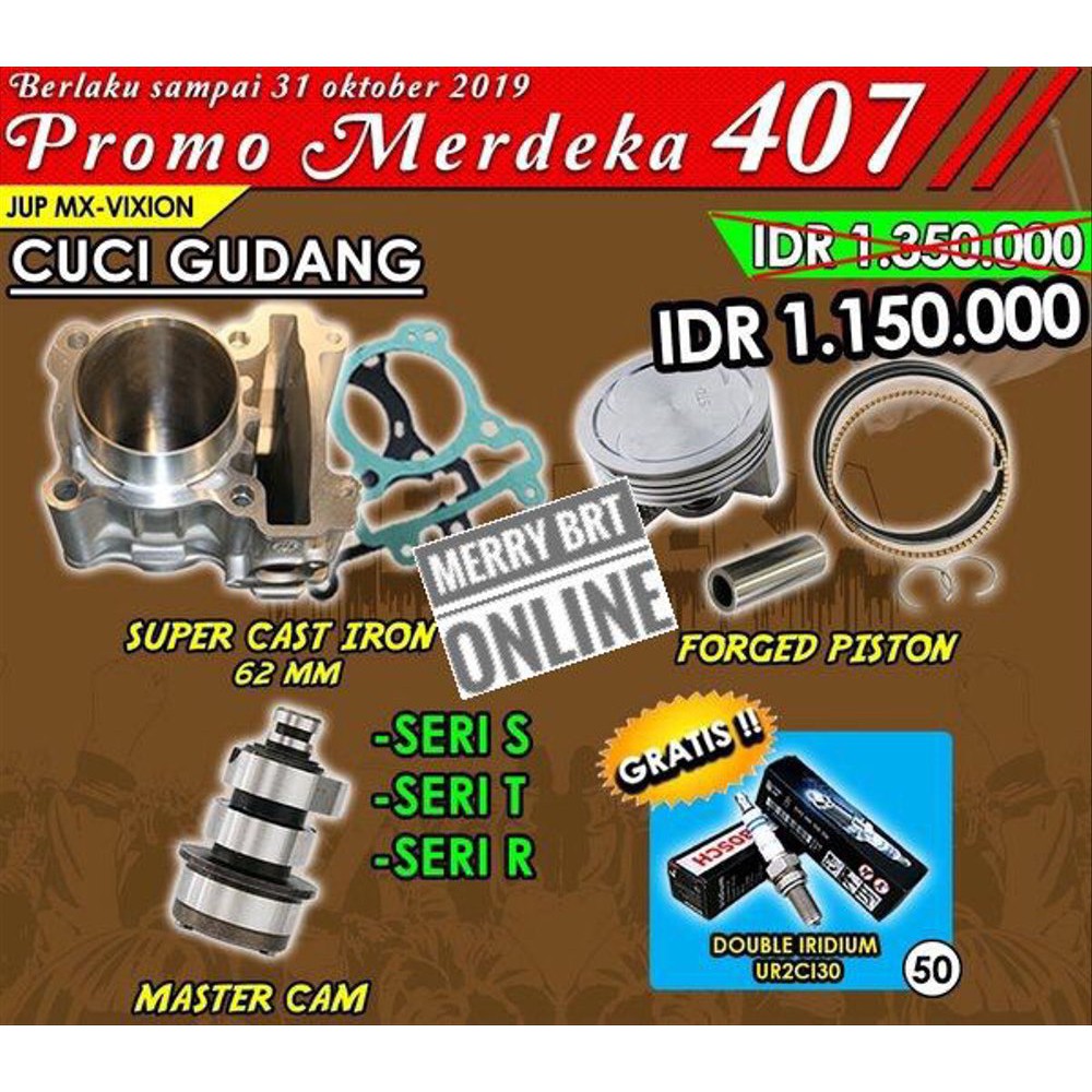 Paket Bore Up BRT Yamaha MX - Vixion 407 Blok Seher MX - Vixion