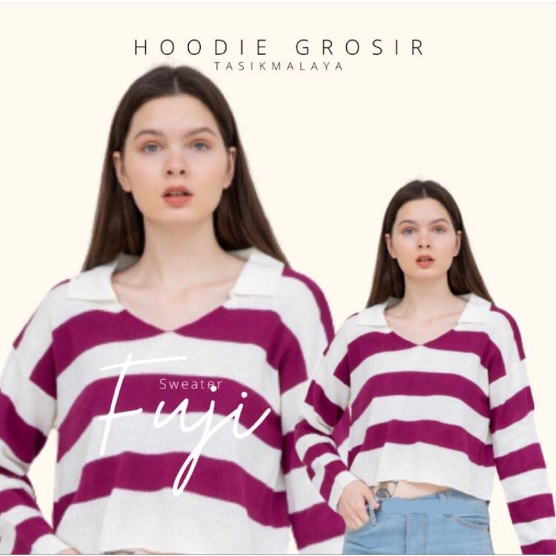 SWEATER RAJUT FUJI - CROP TOP - ATASAN RAJUT CROP | @hoodiegrosirtasik_
