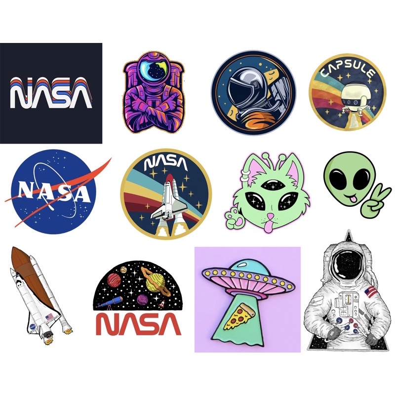 sticker hypebeast nasa alien distroo brand branded astronaut pack hits stiker laptop hp lucu