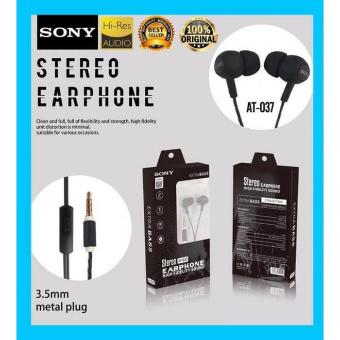HEADSET Sony / EARPHONE / HANDSFREE SONY AT-037 / SONY AT037 SUPERBASS