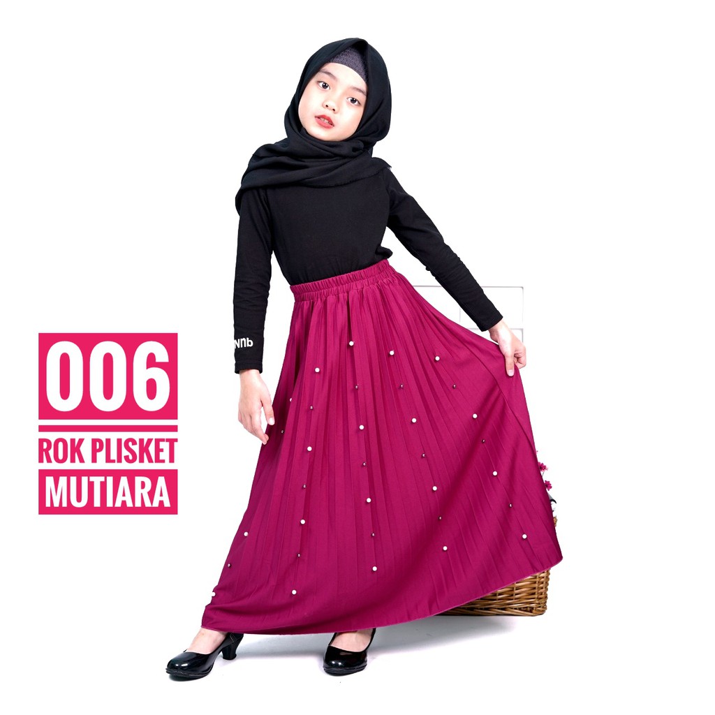 ROK PLISKET MUTIARA ANAK 006 PRISKET ANAK PANJANG PLEATED SKIRT FLARE SKIRT MAYUNG FLOWY REMPEL