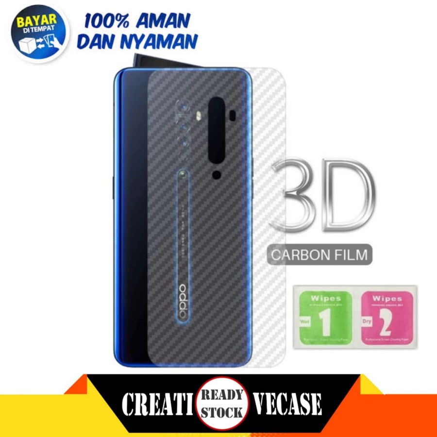 OPPO RENO 3/RENO 3 PRO/RENO 2/RENO 2F ANTI GORES BELAKANG SKIN CARBON, GARSKIN KARBON ANTI JAMUR TRANSPARAN BACK