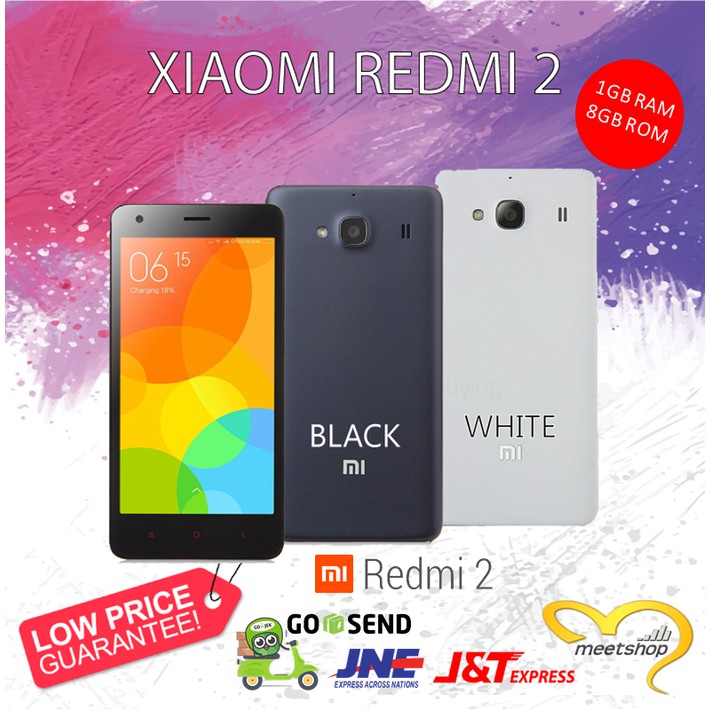 PROMO HP BARU MURAH XIAOMI REDMI 2 BLACK WHITE 1GB / 8GB 4G LTE GARANSI DISTRIBUTOR - Hitam