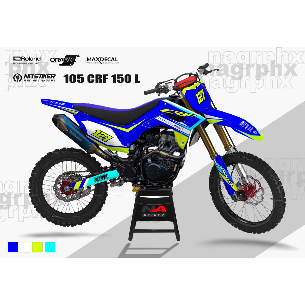 DECAL CRF BIRU HIJAU - DECAL CRF SIMPLE BIRU CRF-105