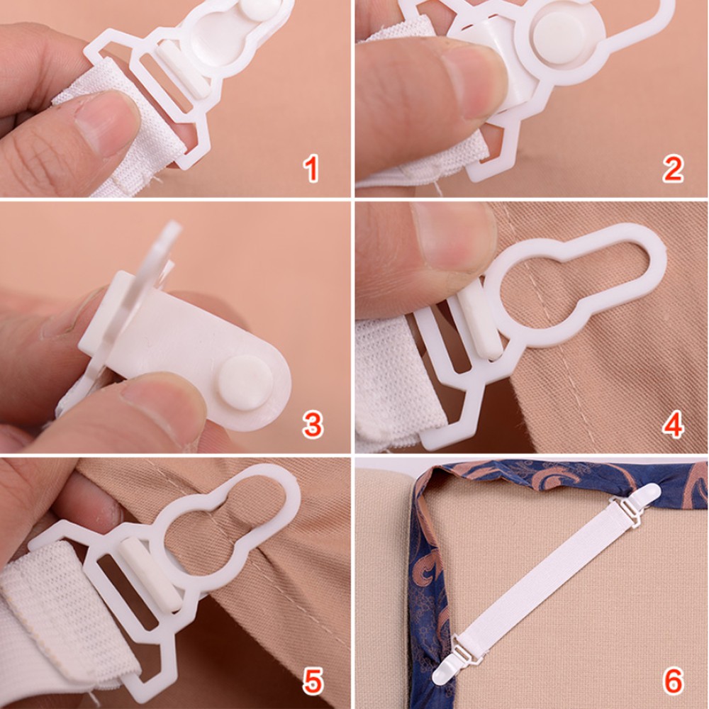 HOVELSHOP Tali Karet Strap Pengikat Pengencang Pengait Ujung Sprei Kasur ISI 4