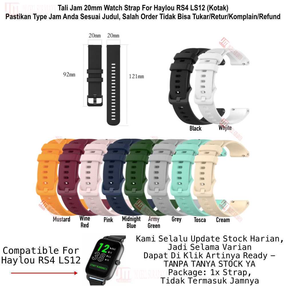 OYE Watch Strap Haylou RS4 LS12 Kotak - Tali Jam Tangan 20mm Rubber Warna Warni