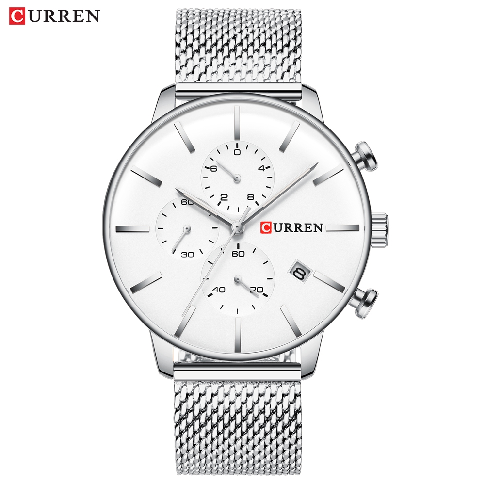 

Jam Tangan Pria Curren Men'S Quartz Watch Casual Mesh Strap Clock Waterproof Business Sports Watch