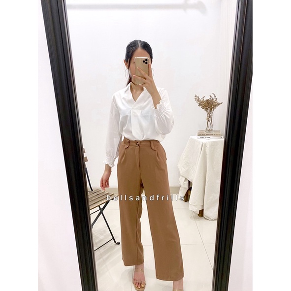 RENA Pants Knit Kancing Formal Kulot / Kulot Korea Casual / Loose Pants Wanita 1017