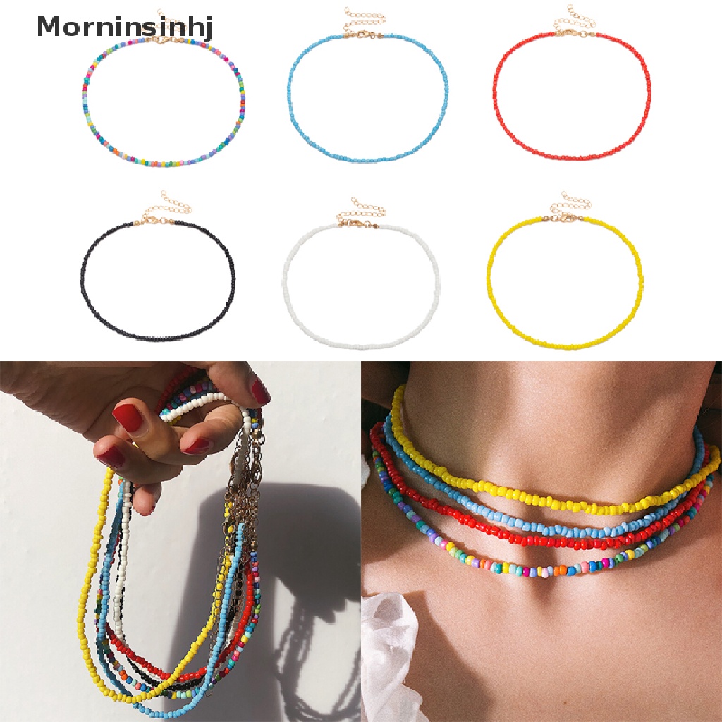 Mornin Fashion Wanita Bohemia Warna-Warni Manik-Manik Liontin Rantai Pesona Choker Kalung Perhiasan id