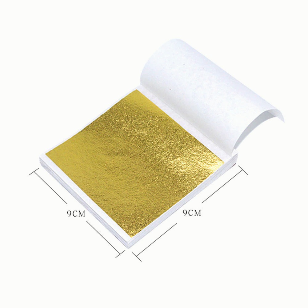 Purvisco - Gold Foil Leaf Gilding 100 Sheets Leaf Foil Sheet Gold Flakes Foil Kertas Foil Emas Gold