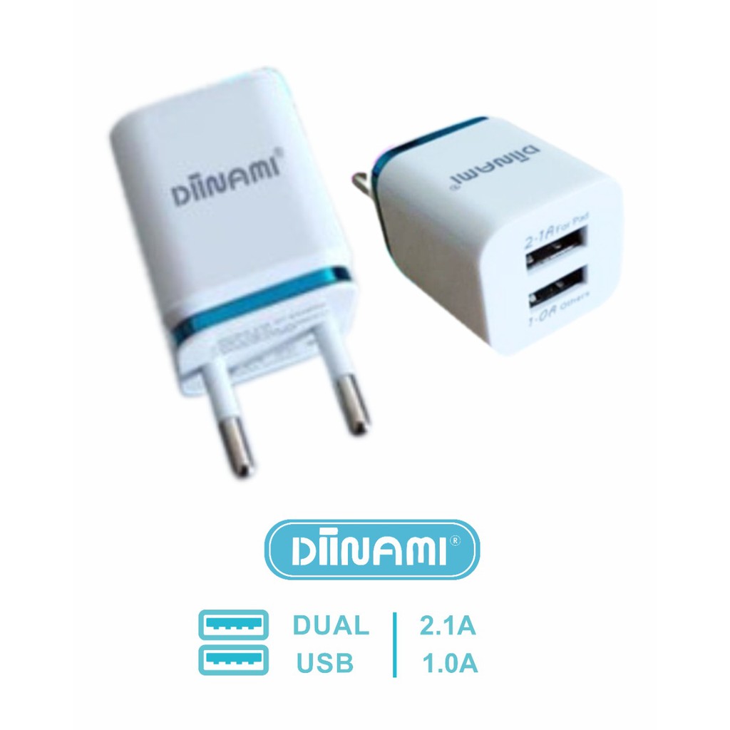 KEPALA CHARGER DIINAMI G1 DUAL USB 2.1A