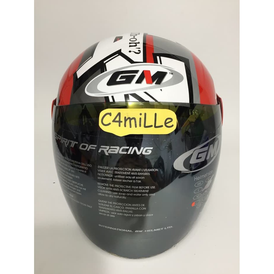 Excelent HELM GM EVO TAZMANIA 32 RED SILVER GLOSSY HALF FACE