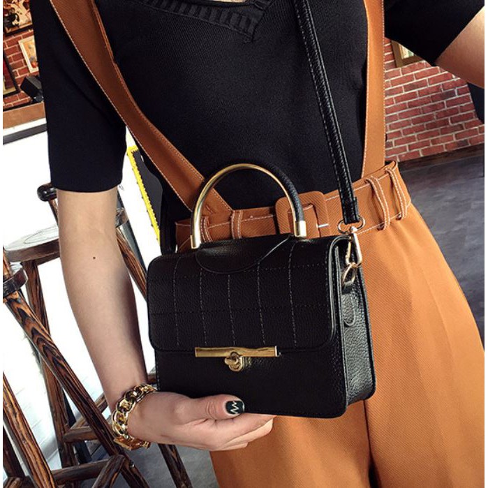 TAS SELEMPANG WANITA IMPORT KULIT HITAM PESTA SELENE TA009B5 PREMIUM KOREA SLING BAG HAND MURAH CEWE