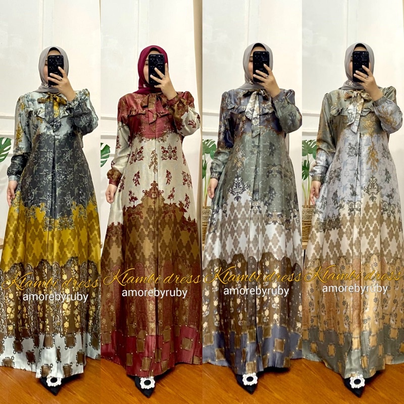 KLAMBI DRESS AMORE BY RUBY GAMIS SILK MOTIF FULL KONDANGAN MEWAH BUSUI FRIENDLY