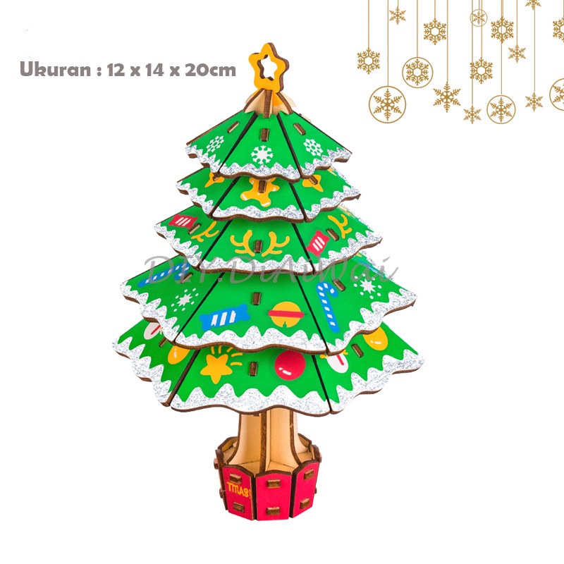 Puzzle 3D DIY bahan kayu model Pohon Natal,Christmas Tree