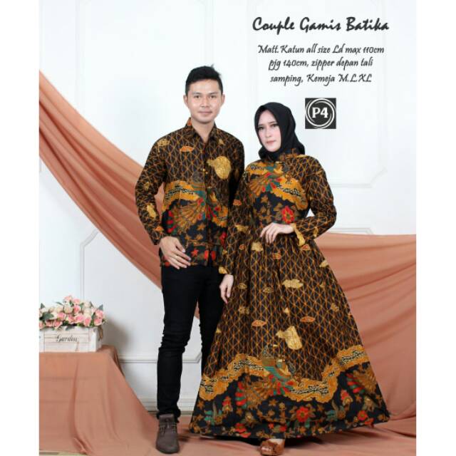 COUPLE BATIK GAMIS DAN KEMEJA LENGAN PANJANG SARIMBIT KATUN FASHION BATIK PRIA WANITA SOGAN BURUNG N