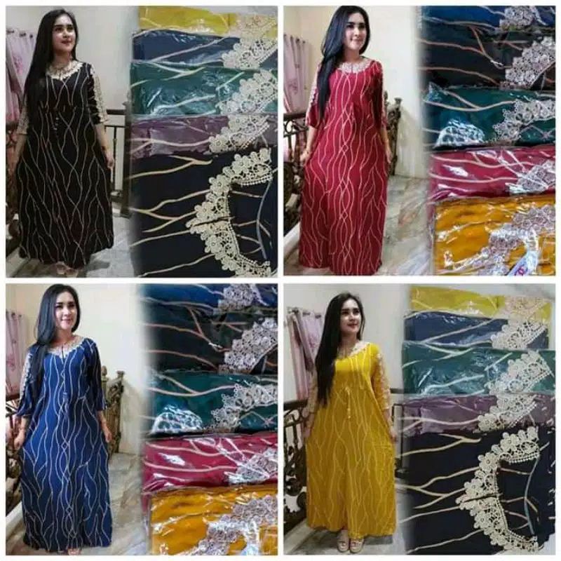 Daster Arab Motif Akar//Longdres Renda Terlaris Pakaian wanita Bhusui Tali serut