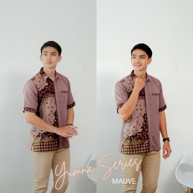 Baju Atasan rafa Yumna Kemeja Batik varian Mauve Coklat