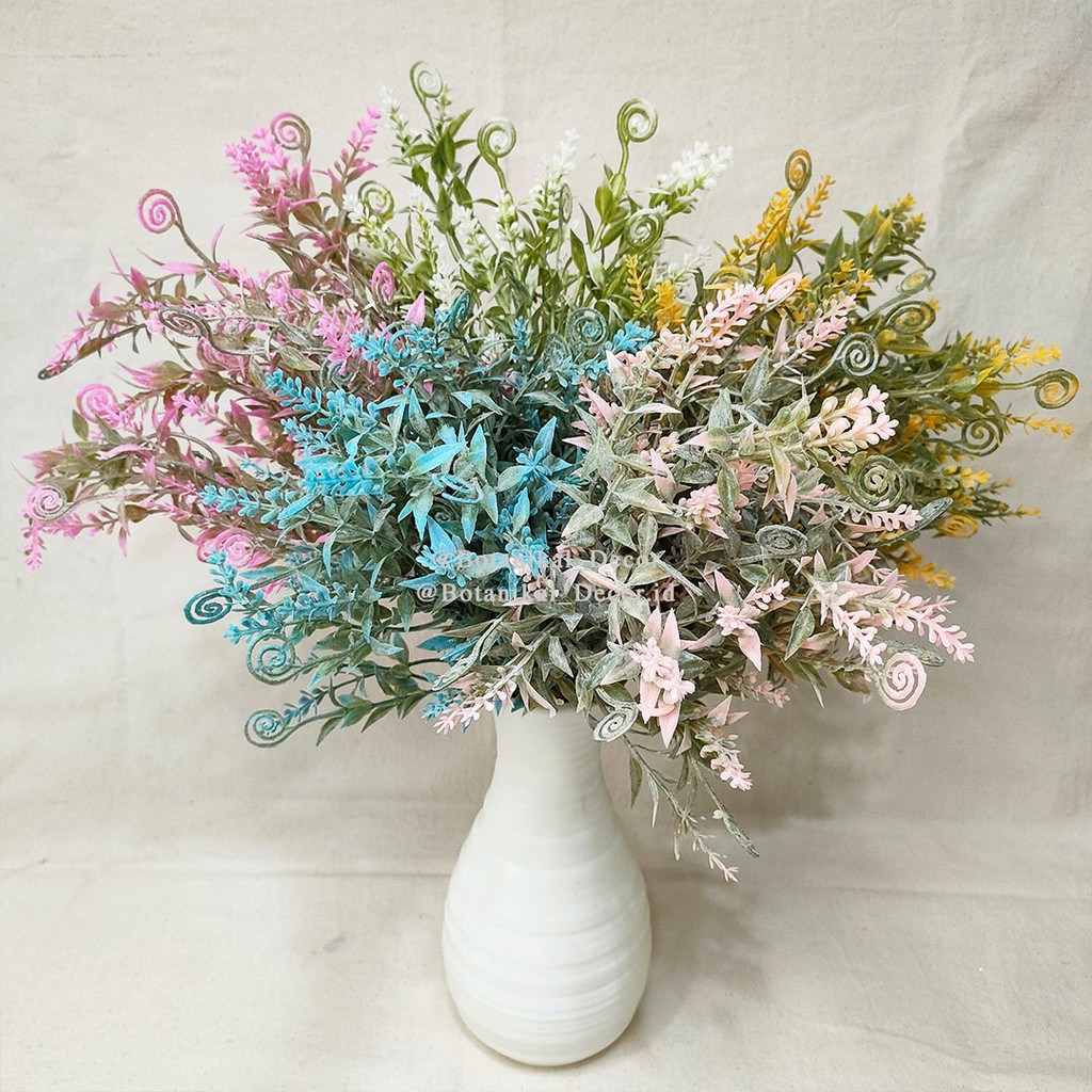 Artificial Flower Flocking Sea Horse Grass Bunga Plastik Palsu Salju Snow White Hias Dekor Rumah-3