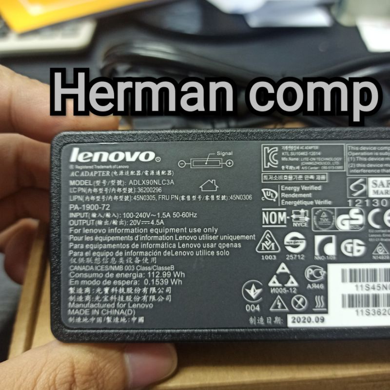 Original Adaptor/Charger Lenovo ADLX90NLC3A 20V 4.5A Jarum 90W