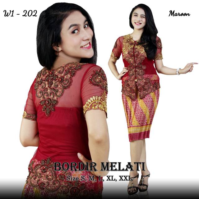 Kebaya Bordir Melati SF 7 Kebaya Moderen / Kebaya Natal / Kebaya Kutubaru Payet Bordir/ By GoldenStore