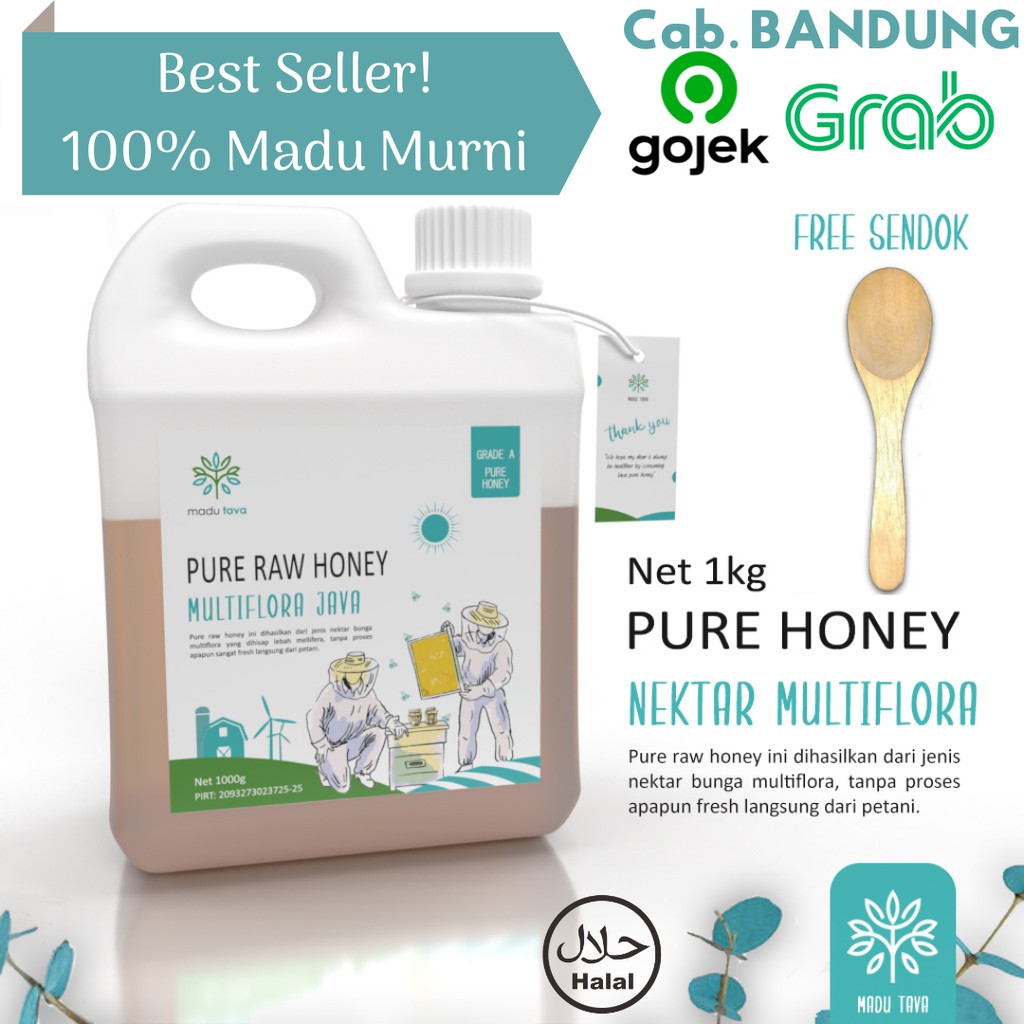

Madu Murni Tava Multiflora Java 1kg 100% Pure Raw Honey Asli Alami