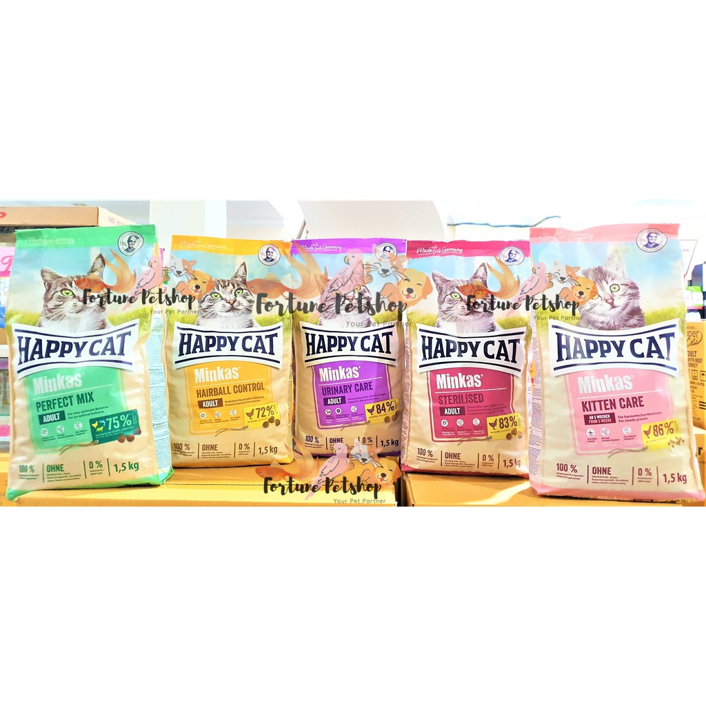 Happy Cat Kitten 1,5Kg/ Perfect Mix 1,5Kg/ Sterilised 1,5Kg/ Urinary 1,5Kg/ Hairball 1,5Kg FRESHPACK