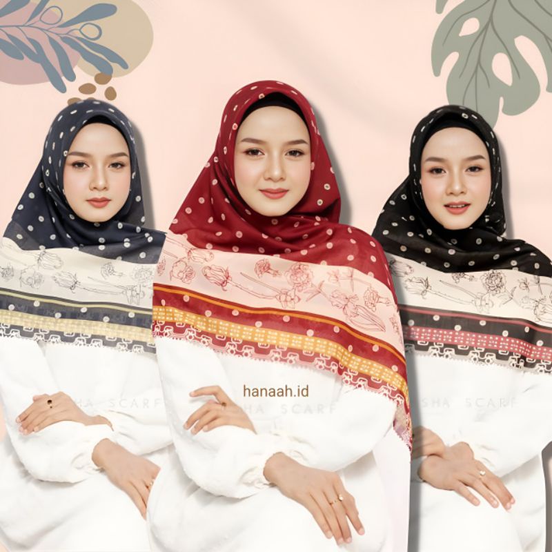 JILBAB SEGIEMPAT MOTIF / Hijab Segiempat Motif / Jilbab Motif Voal Premium / Motif Polka