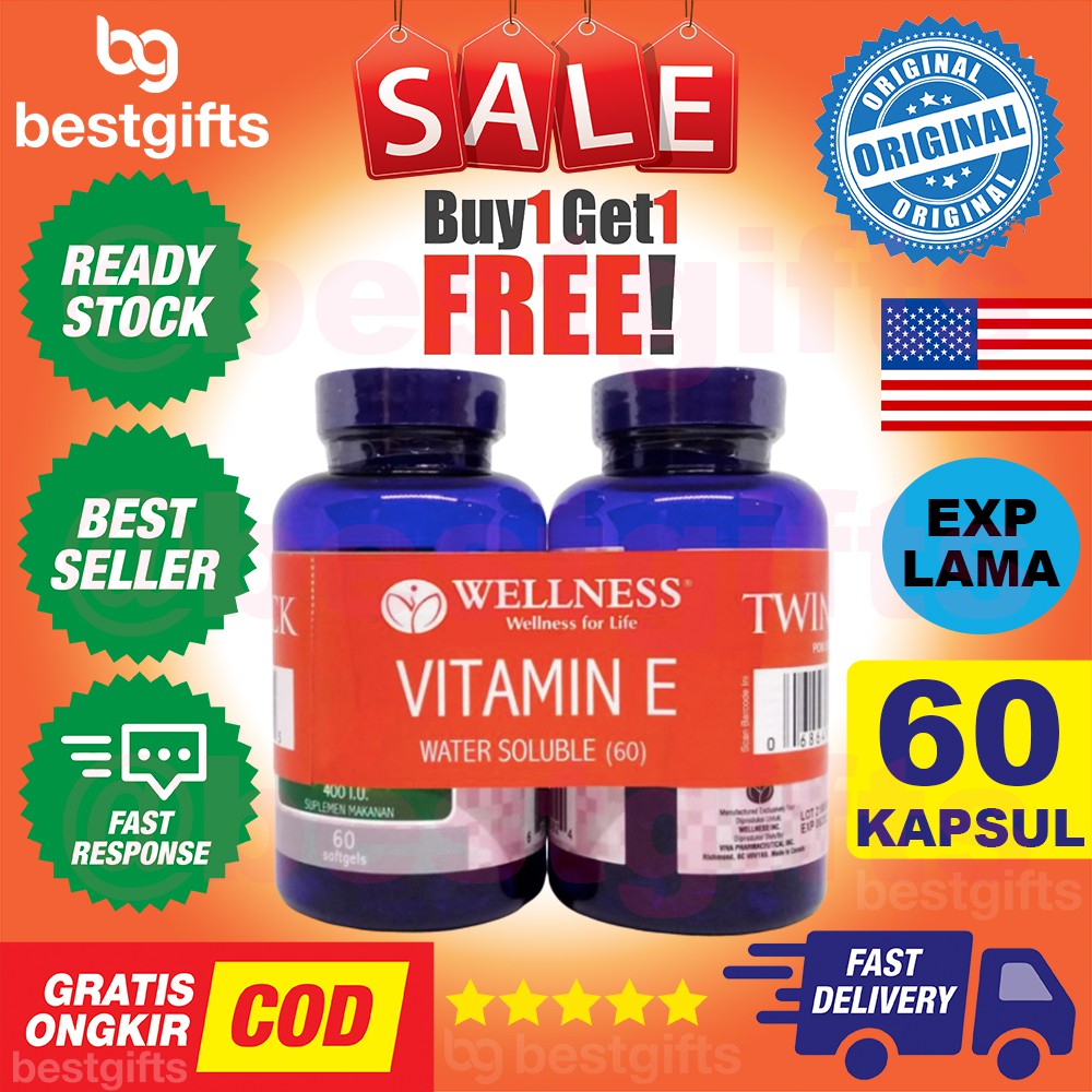 WELLNESS NATURAL VITAMIN E 400 IU 400IU ANTIOXIDANT - 60 SOFTGELS (BUY 1 GET 1 PROMO)