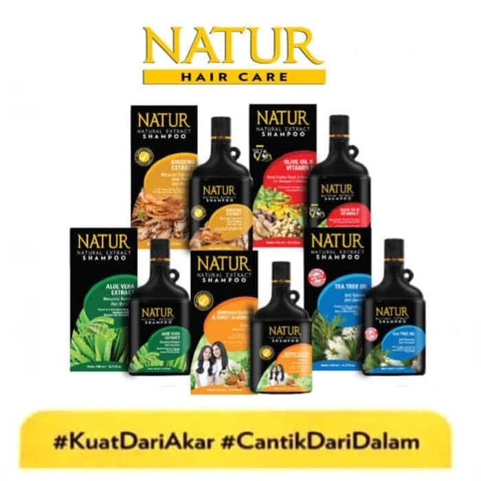 Natur Shampo 80ML+140ml+270ml/ Natur Shampoo Ginseng - Aloevera - Moringa - Anti Dandruff