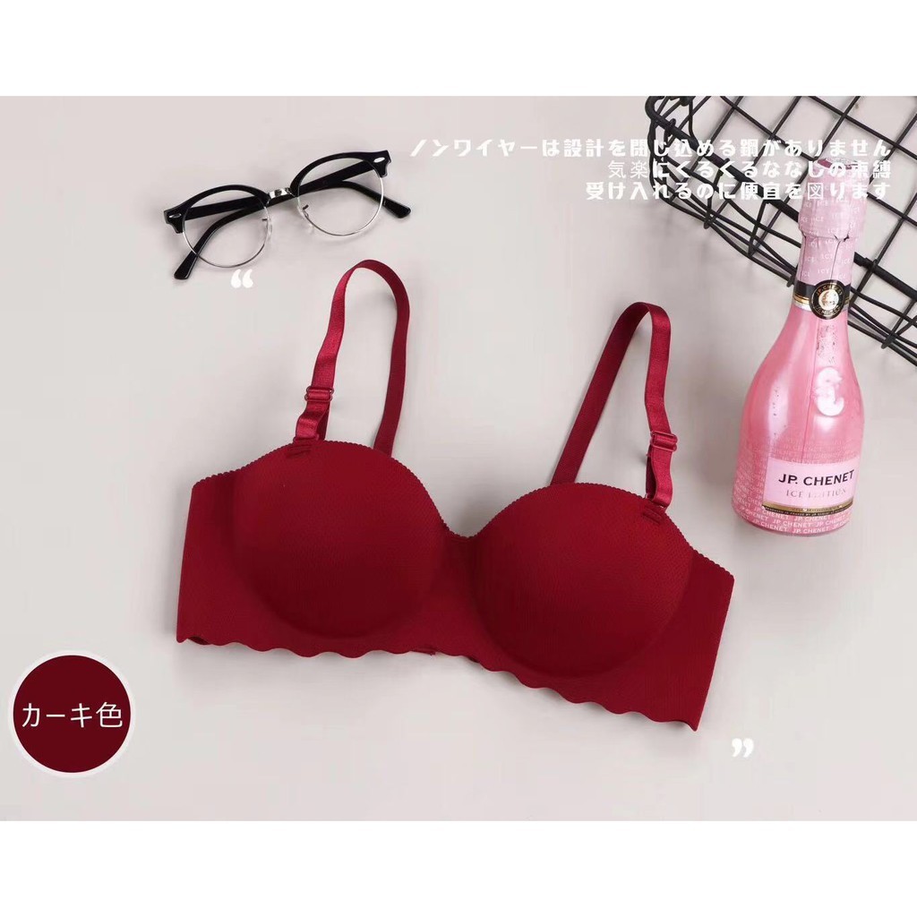 TF BRA Seamless Push Up Pengait Pakaian Dalam BH Wanita Bralette Bahan Lembut-Maroon
