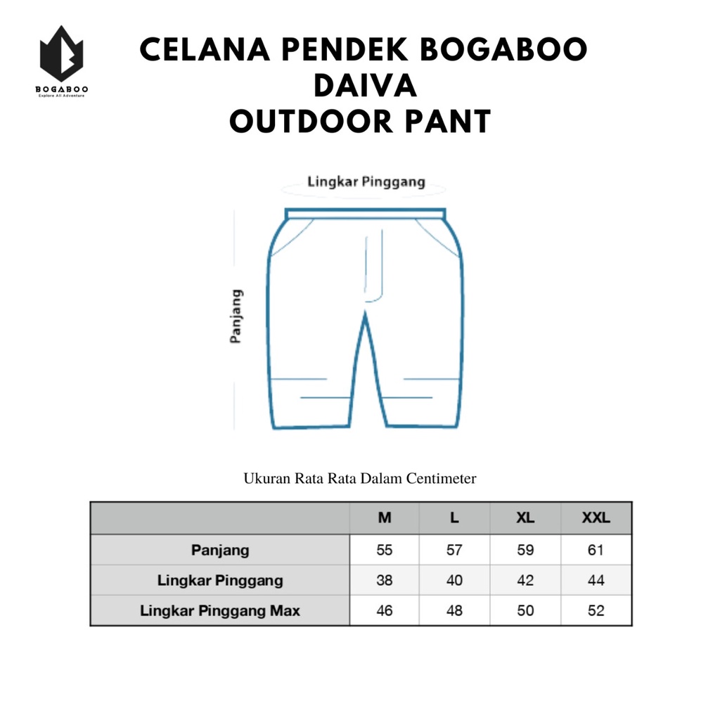 Celana Pendek Bogaboo Seri daiva   - Celana Camping Hiking - Celana Mendaki Gunung - Celana Pendek PRIA WANITA